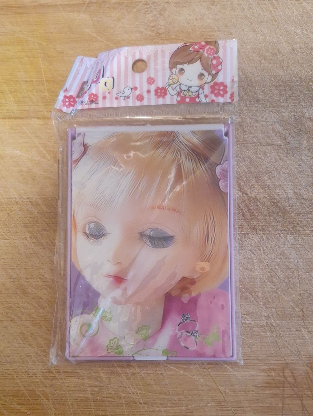 Cute Doll Illustration Compact Mirror - Purple & Pink